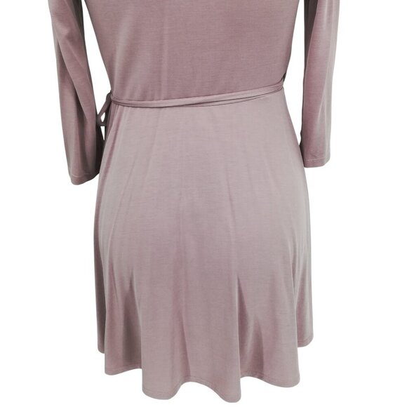 Lulus V-neck 3/4 Sleeve Wrap Dress Size S Mauve Blush Pink Flutter Skirt Short - Picture 10 of 11